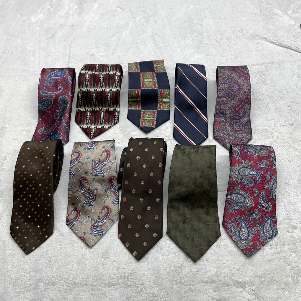 Vintage Mens Neck Tie Lot 10pc Multicolor Mixed Brand Retro Classic Preppy